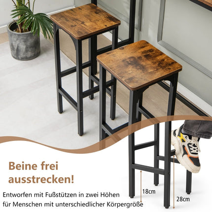 Set of 2 Bar Stools with Footrests, 150kg Capacity