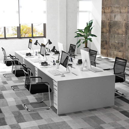 Set of 2 Black Mesh Office Guest Chairs with Sled Base
