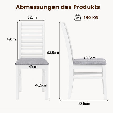 Set of 2 Faux Leather Dining Chairs, Rubberwood Legs, White/Grey