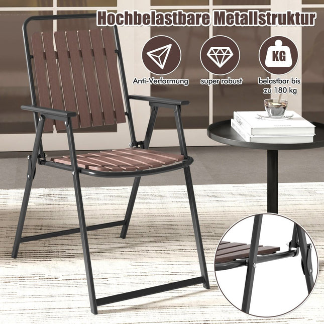 Set of 2 Folding Patio Chairs – 180 kg, PP Slatted Seat