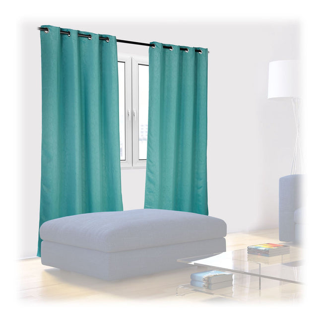 Set of 2 Green Curtains with Pattern