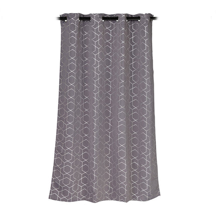 Set of 2 Grey Curtains with Pattern