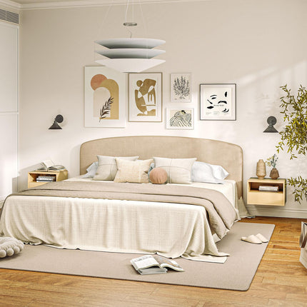 Floating bedside table - natural wood, drawer, shelf