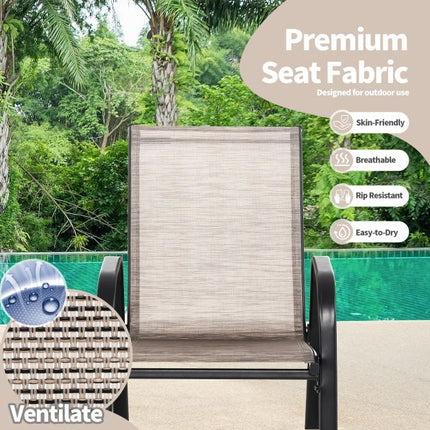 Set of 2 Metal Patio Rocking Chairs, Breathable Fabric Seat