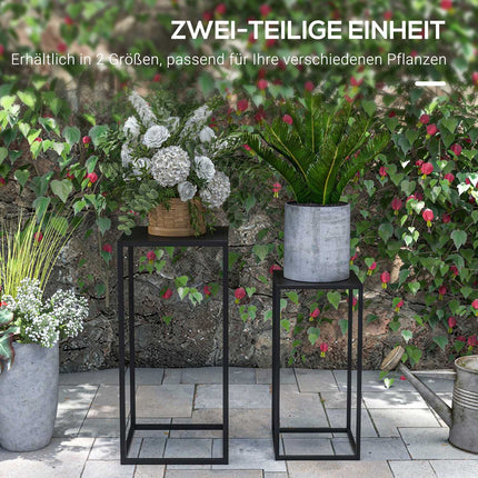 Black Steel Plant Stools, set of 2 - indoor/outdoor use