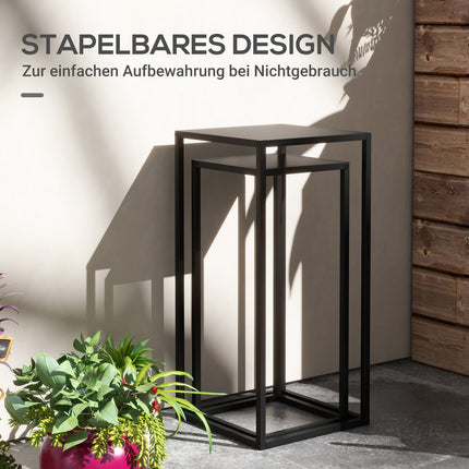 Black Steel Plant Stools, set of 2 - indoor/outdoor use