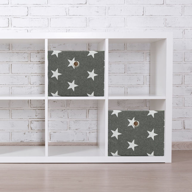 Set of 2 Star Motif Storage Boxes, Fabric Organizers