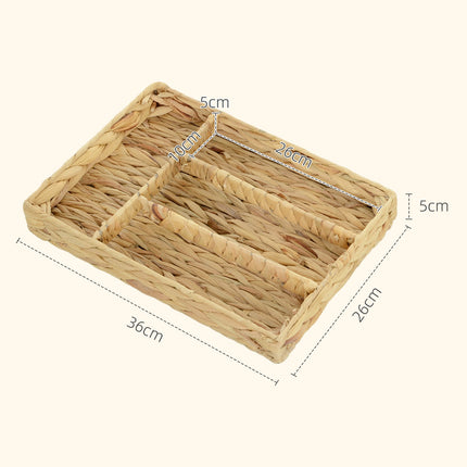 Woven Water Hyacinth Storage Baskets, Set of 2, Natural Wood