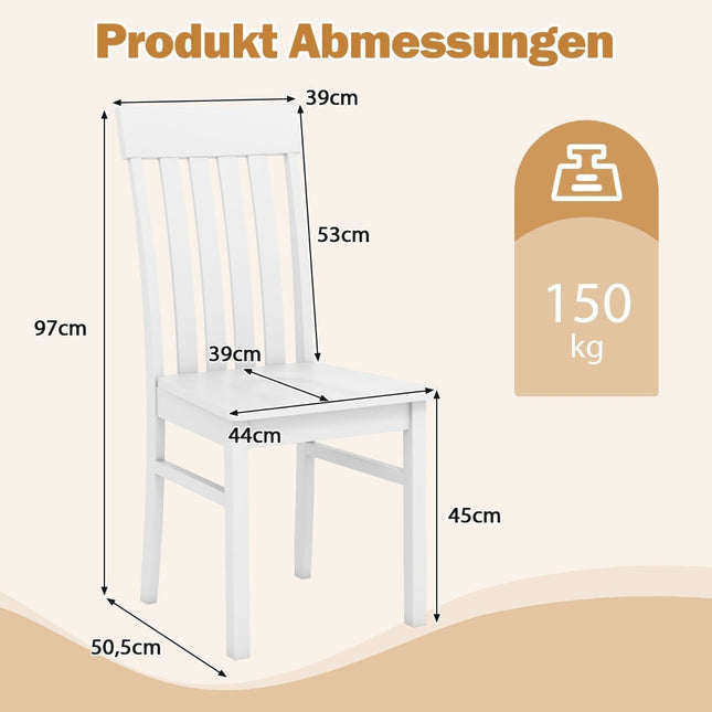 Zestaw 2 białych krzeseł do jadalni bez podłokietników, ergonomiczny design