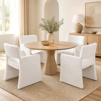Set of 2 White Bouclé Recliners with Foam Padding