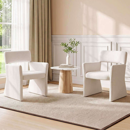 Set of 2 White Bouclé Recliners with Foam Padding