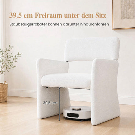 Set of 2 White Bouclé Recliners with Foam Padding