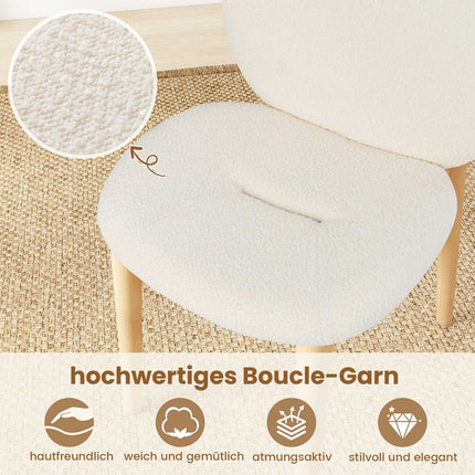 Set of 2 White Padded Dining Chairs with Rubberwood Legs
