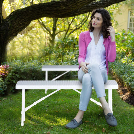 Set of 2 White Picnic Benches