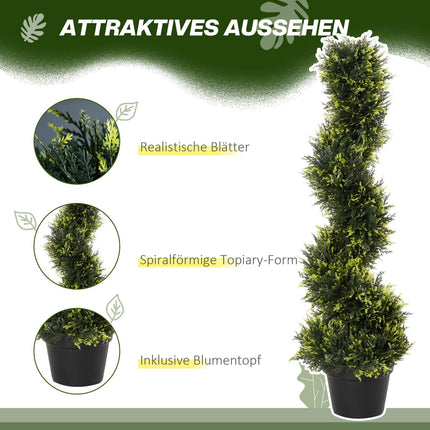 Large 90 cm spiral cedar plant in pot - indoor/outdoor decor