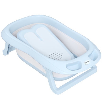 Foldable non-slip baby bathtub set, light blue, for toddlers