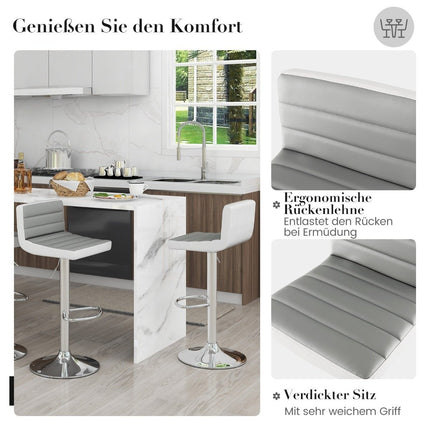 Set of 2 bar stools 82-102cm height-adjustable swivel bar chairs kitchen stools