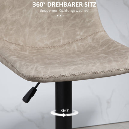 Height-adjustable beige swivel barstools in artificial leather, set of 2