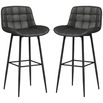 Dark gray swivel barstools, set of 2 with footrest and back