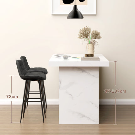 Dark gray swivel barstools, set of 2 with footrest and back
