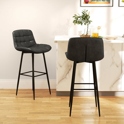 Dark gray swivel barstools, set of 2 with footrest and back