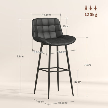 Dark gray swivel barstools, set of 2 with footrest and back