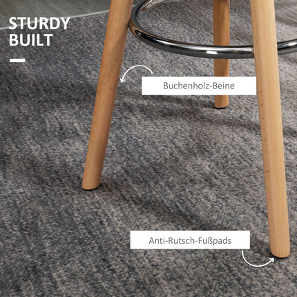 White artificial leather barstools, set of 2 with footrests