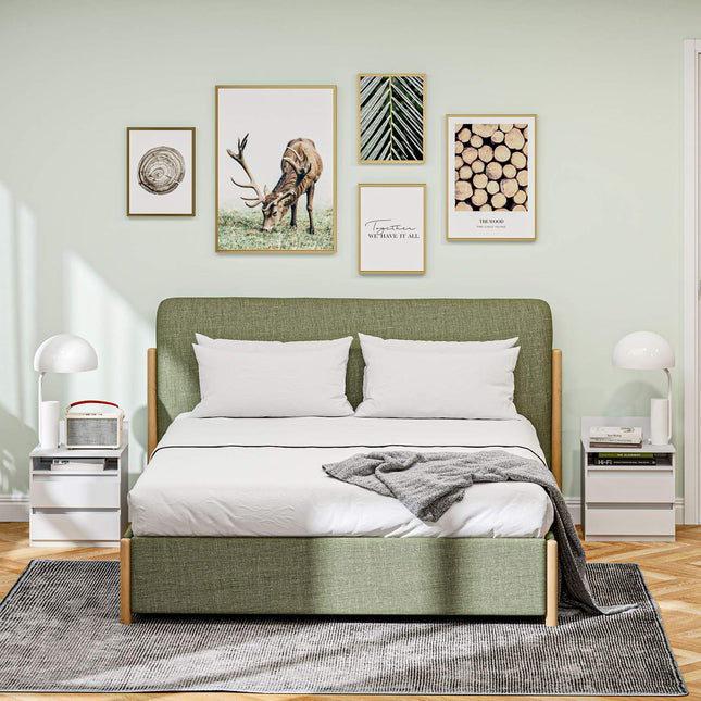 White bedside tables with drawers, set of 2, 40 x 32 x 50 cm