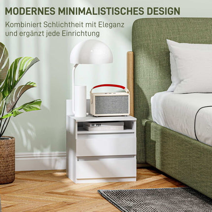 White bedside tables with drawers, set of 2, 40 x 32 x 50 cm