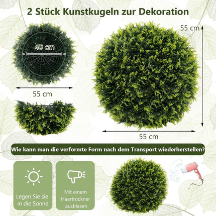 Set of 2 boxwood balls 52 cm boxwood ball cedar UV-resistant topiary artificial plant green