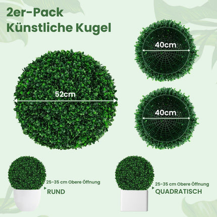 Set of 2 boxwood balls 52 cm boxwood balls UV-resistant topiary artificial plant dark green