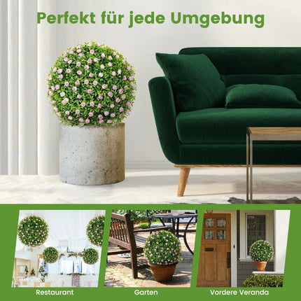 Set of 2 boxwood balls, UV-resistant decorative balls, topiary artificial plant, decorative plant, diameter 37 cm