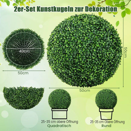 Set of 2 boxwood balls, boxwood balls, UV-resistant topiary, artificial plant, decorative plant, dark green