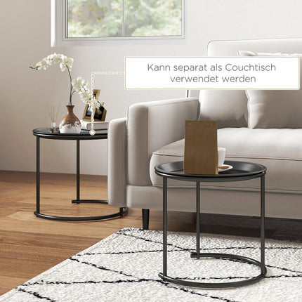 Round coffee table set, Stackable steel, Ø43/35 cm, Black