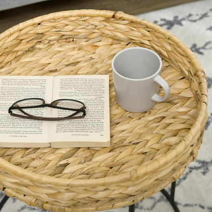 Boho Nesting Coffee Tables – Water Hyacinth & Steel Set