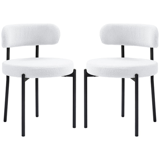 Dining Chairs Set of 2, Cream White, Fleece Upholstered