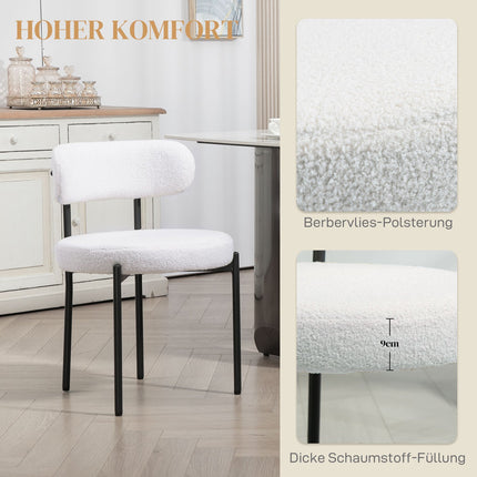 Dining Chairs Set of 2, Cream White, Fleece Upholstered