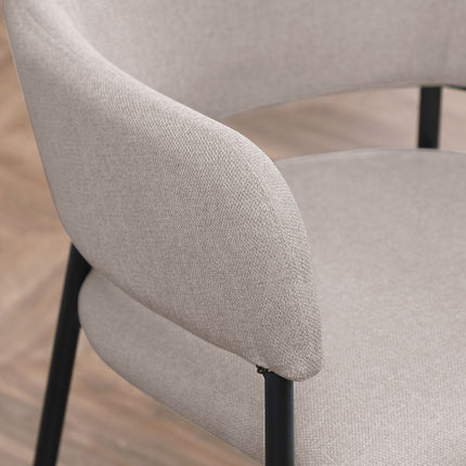 Beige upholstered dining chairs, set of 2 - Steel legs, 54x54x84 cm