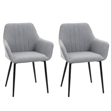 Light gray upholstered dining chairs, set of 2, linen covers