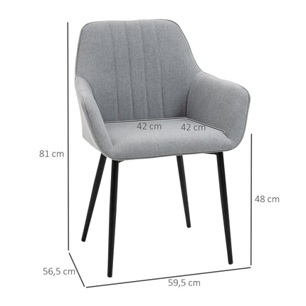 Light gray upholstered dining chairs, set of 2, linen covers