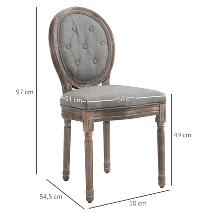 Gray retro dining chairs, upholstered, breathable linen, set of 2