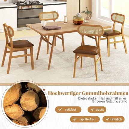 Set of 2 dining room chairs wood wooden chairs with padded seat brown
