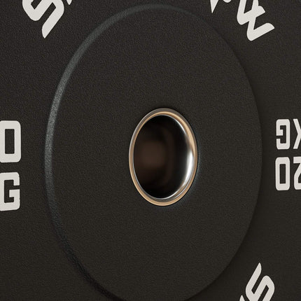 A pair of 20kg dumbbell weights, black, 50mm hole