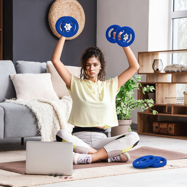 Dumbbell weight set, 2 x 4 kg, blue, fits 30 mm bar