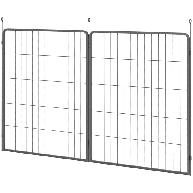 Dog fence for outdoor use, set of 2, steel, 80x100 cm, black