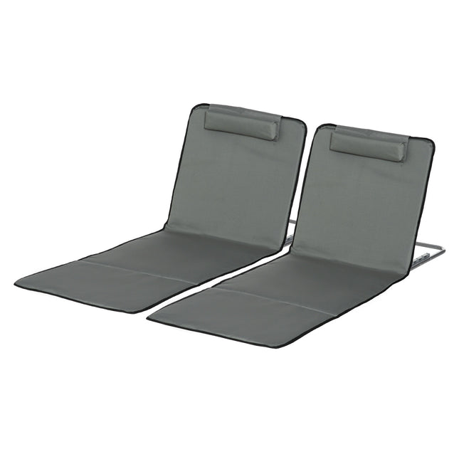 Set van 2 opvouwbare strandmatten met verstelbare rugleuning in 5 posities, verstelbare hoofdsteun, Oxford stof, inclusief draagtas, afmetingen 124L x 53B x 35-45H cm Aosom