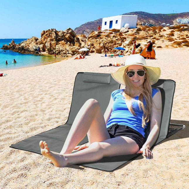 Set van 2 opvouwbare strandmatten met verstelbare rugleuning in 5 posities, verstelbare hoofdsteun, Oxford stof, inclusief draagtas, afmetingen 124L x 53B x 35-45H cm Aosom