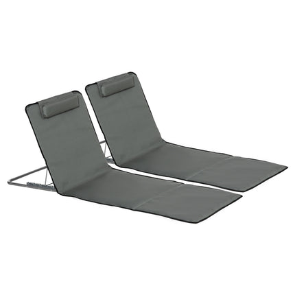 Foldable beach mats with adjustable backrest and headrest