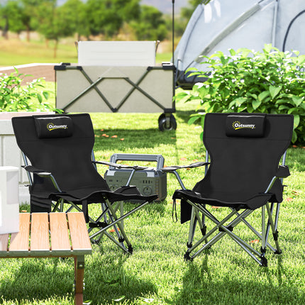 Folding camping chairs with footrest and drink holder, 120 kg capacity