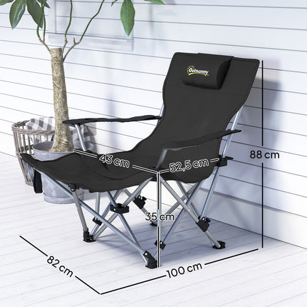 Folding camping chairs with footrest and drink holder, 120 kg capacity